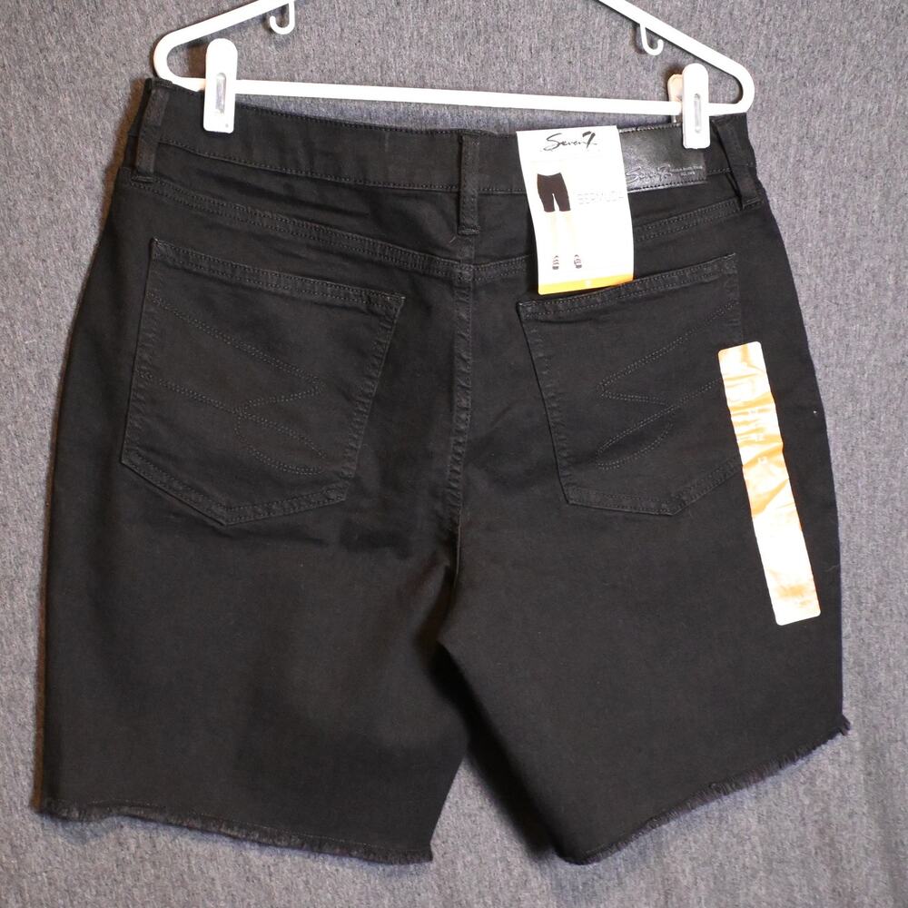 NEW Seven7 Women's 12 Black Relaxed Bermuda Shorts Denim Frayed Hem NWT - Picture 2 of 7